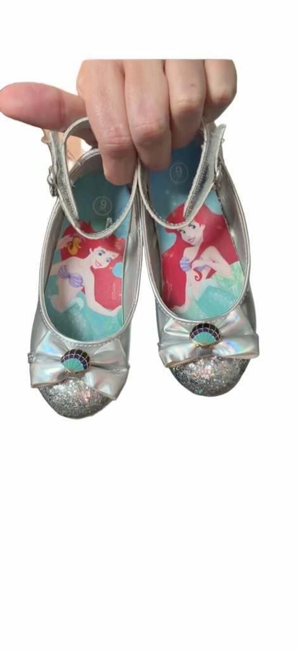 Disney Princess Ariel The Little Mermaid Silver Glitter Heels Size 9_K20